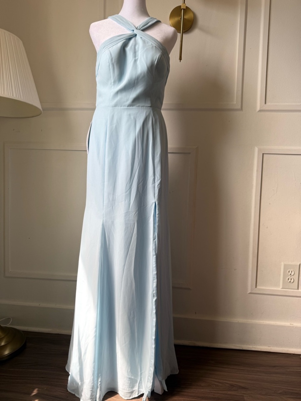 Azazie Sky Blue Halter Maxi Dress, Style Rue
